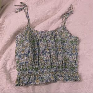 J. crew organic cotton ruffle-waist tank in liberty lodden fabric